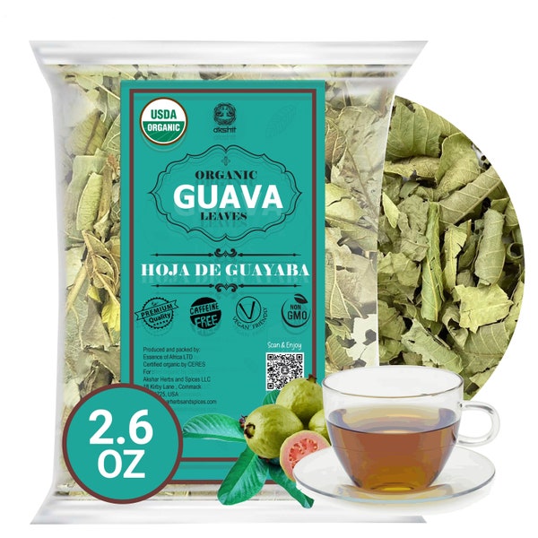 Organic  Guava Leaves, Guava Tea, 100% Pure Natural Guava leaf, Hojas De Guayaba, Guava Leaf Tea,  Psidium Guajava Leaf, Herbal Tea, 2.6oz