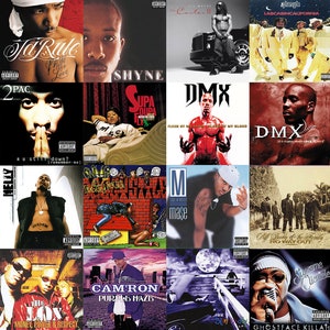 Rap Album Cover Art 90's and 2000's Edition Collage Kit (DIGITAL DOWNLOADS) 100 pcs, 4.75" x 4.75", Album Cover Wall