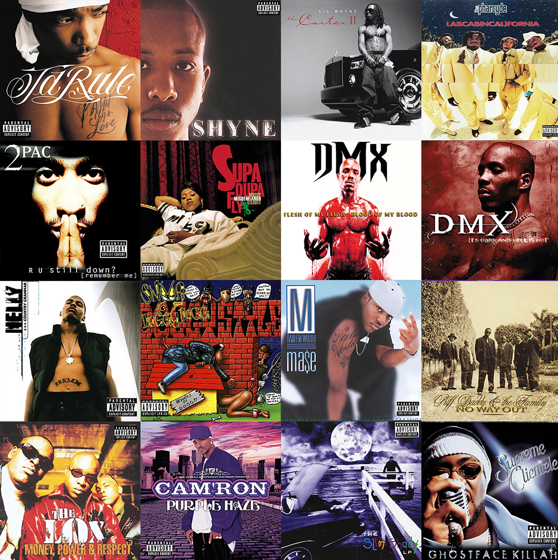 Rap Album Cover Art 90's and 2000's Edition Collage Kit DIGITAL DOWNLOADS  100 Pcs, 4.75 X 4.75, Album Cover Wall 