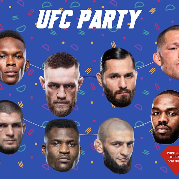 UFC Icons Banner - UFC Party Decorations - DIGITAL Download - Ufc Banner - Ufc Party Props - Ufc party - mma Supplies - mma party