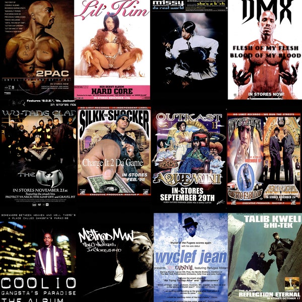 RARE 90s Rap Posters - 65 HQ digital Hip Hop Posters from the 90s 2000s - Wall Collage - Hip Hop Decor - Hip Hop Birthday