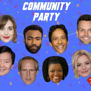 Community TV Show Icons Banner - Community Party Decorations - TV Show Banner - TV Show Party Props , jeff winger, britta perry, troy, abed,