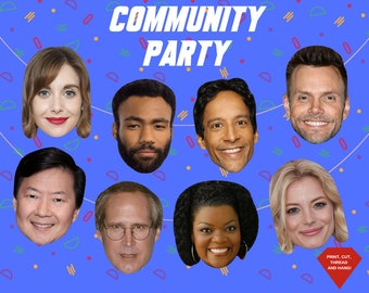 Community TV Show Icons Banner - Community Party Decorations - TV Show Banner - TV Show Party Props , jeff winger, britta perry, troy, abed,