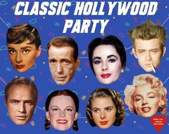 Classic Hollywood Cutouts & Party Banners, Vintage Movie Stars Printable, DIY Decorations, 1940's Party, 1950's Party, Old Hollywood Party
