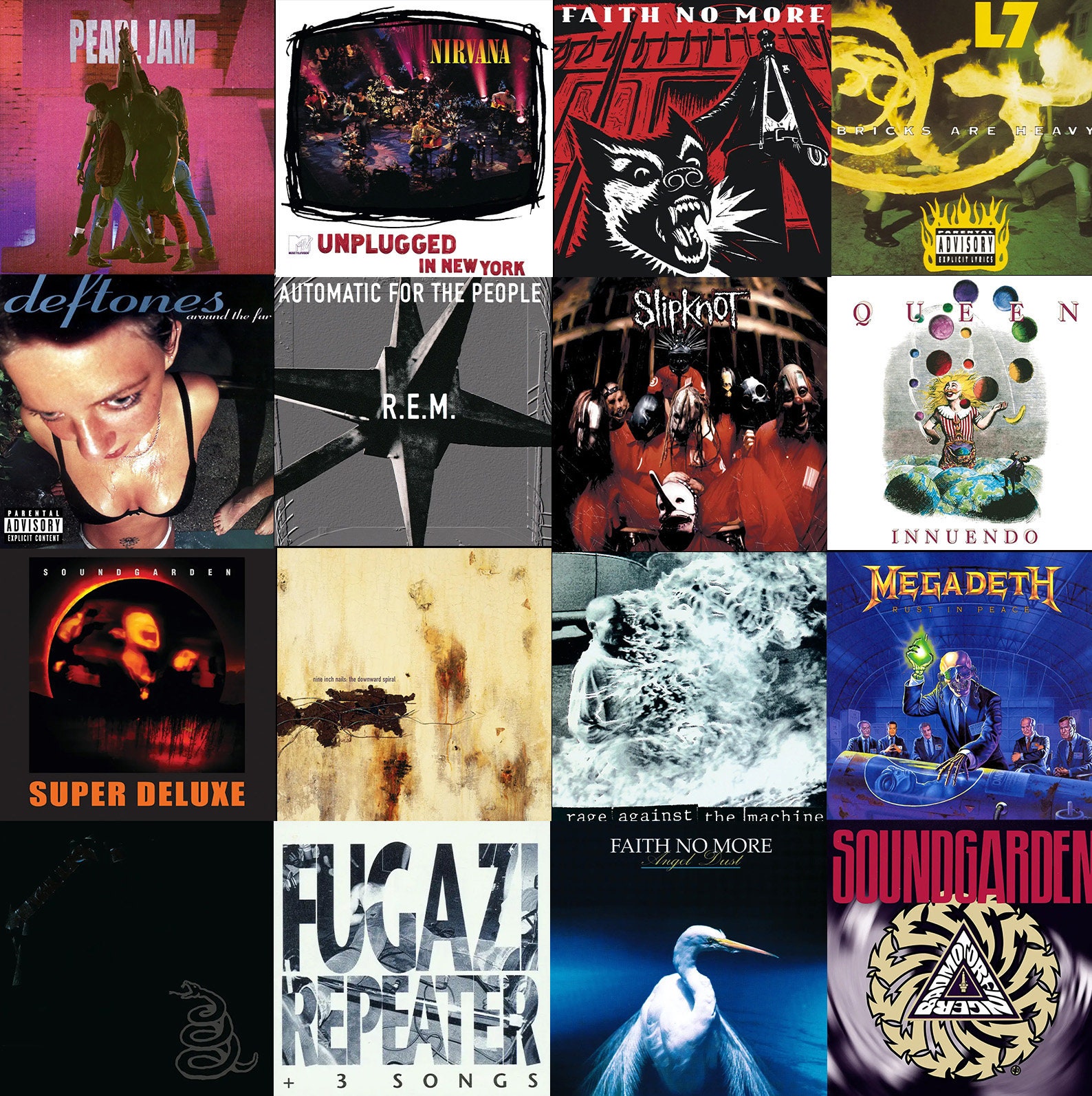 Classic 90's Rock Album Cover Art Collage Kit DIGITAL - Etsy Canada