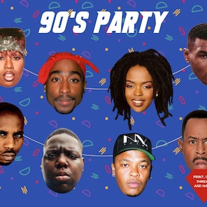 Bannière d’icônes des années 90 - Décorations de fête des années 90 - Fournitures de rap des années 90 - Bannière des années 90 - Accessoires de fête des années 90 - Fête des années 90 - Décorations hip hop des années 90 - Fête r&b