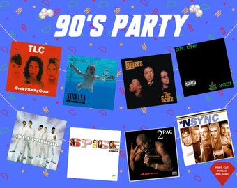 90s Album Covers Party Banner - 90s Decorations - 90s Birthday Supplies - 90s Party Props - Instant Digital Download - 1990s Printable Decor