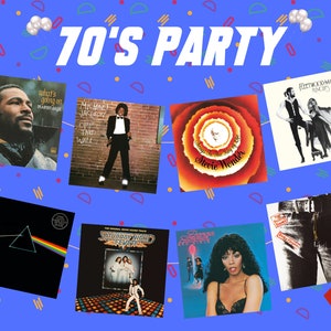 70s Party Banner - Printable Classic 70s Album Covers - Retro 1970s Decorations - Disco Era Props - 70s Birthday Supplies - Digital Download