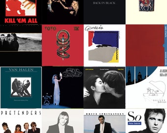 Classic 80's Rock Album Cover Art Collage Kit (DIGITAL DOWNLOADS) 100 pieces, 4" x 4", Album Cover Wall, Rock and Roll wall art