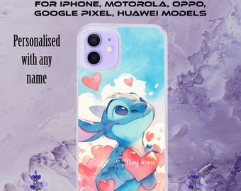 Personalised Stitch Cute Phone Case for iPhone, Motorola, Google Pixel, Oppo
