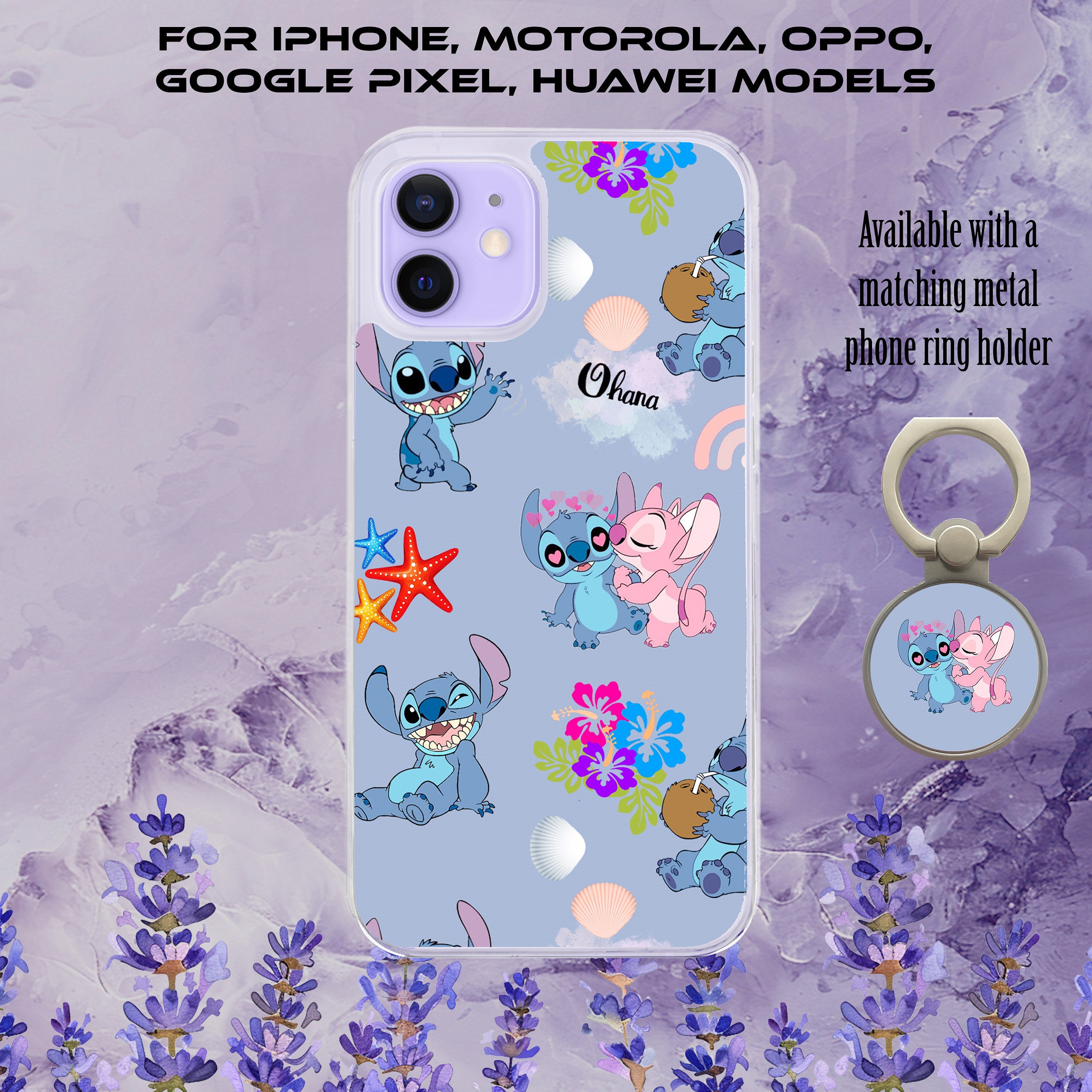 Disney Stitch Cute Phone Cases For Android Lilo And Stitch Pattern Floral  Hawaii Ohana Cute Phone Case For