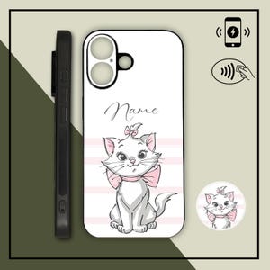 Personalised Aristocats Marie Pink Phone Case - MagSafe iPhone / Samsung / Motorola - Wireless Charging - Telescopic Holder