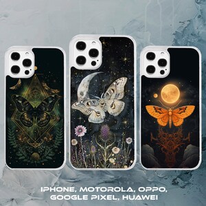 Celestial Moth Dark Mystic Night Witchy Phone Case for iPhone, Motorola, Google Pixel, Oppo