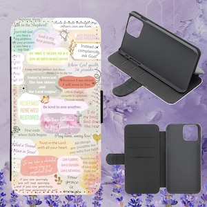 Funda de teléfono con tapa para iPhone, Samsung, Huawei y Google Pixel, con collage cristiano, versículos bíblicos, citas, frases, fe y religión