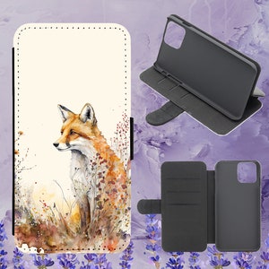 Capa de celular com flip aquarela com flores selvagens para iPhone Samsung Huawei Google Pixel