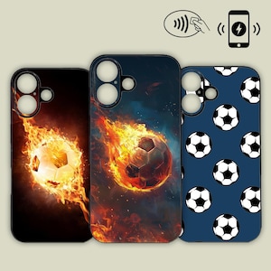 Fotbollsfan Eldboll Flamma Sporttelefonskal - MagSafe iPhone / Samsung / Motorola - Trådlös laddning
