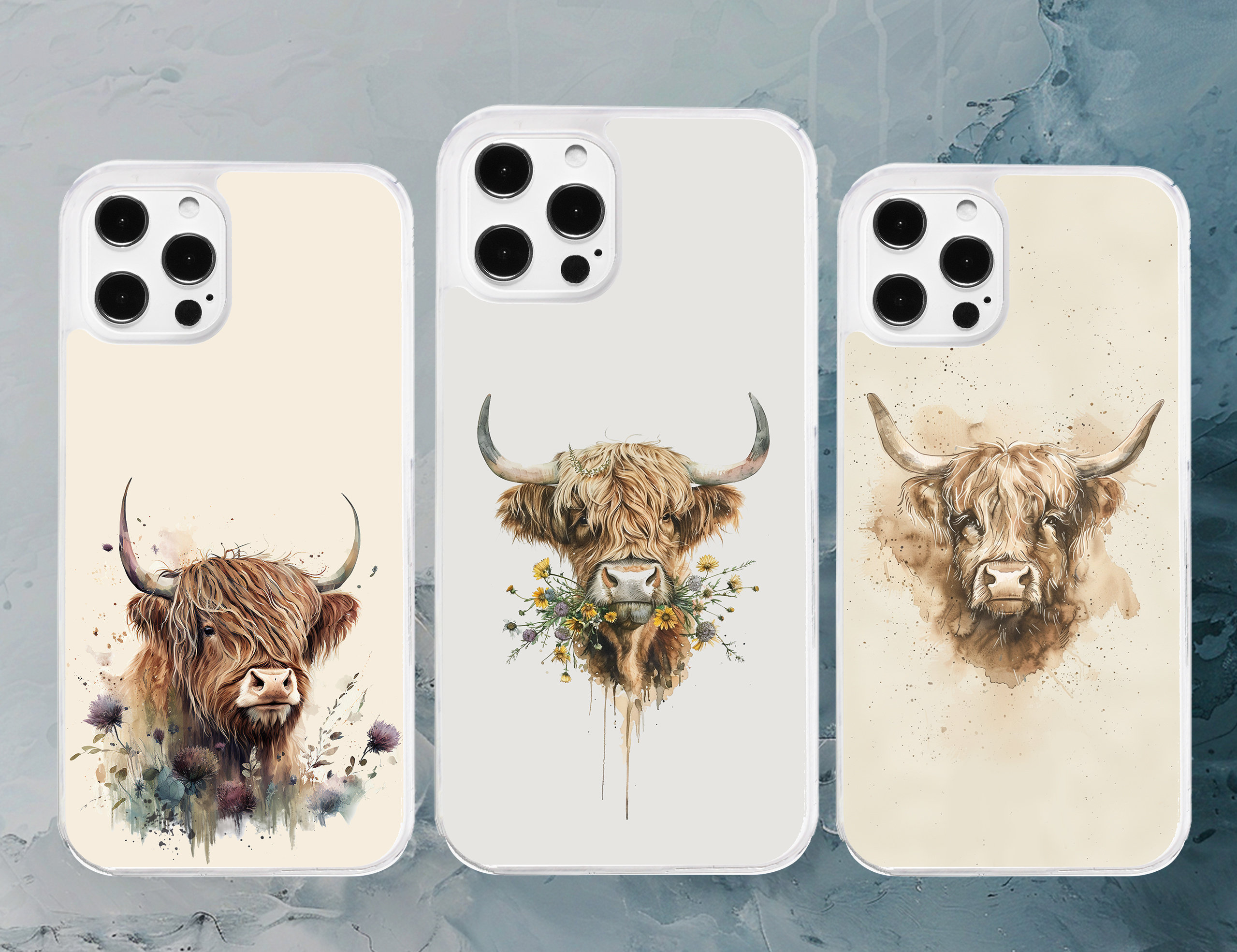 Highland Cow Watercolor Art TPU Phone Case - New Zealand