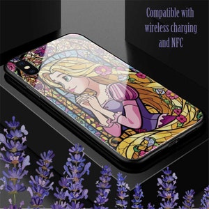 Coque Raiponce Premium en vitrail pour iPhone Samsung Huawei