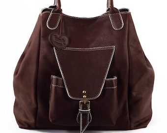 Handmade, Softest Leather Hobo Bag, Leather Shoulder Bag, Leather Shopper Bag, Brown Leather Tote, Leather Bag with Pockets, Leather Purse