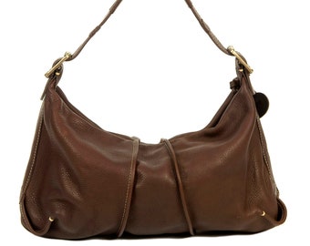 Handmade, Brown, Leather Shoulder Bag, Soft Leather Purse, Slouch Leather Hobo Bag, Tote Bag, Hand Stitched Detail, Genuine Soft Leather
