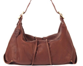 Handmade, Brown, Leather Shoulder Bag, Soft Leather Purse, Slouch Leather Hobo Bag, Tote Bag, Hand Stitched Detail, Genuine Soft Leather