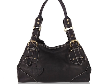 Handmade, Soft Black Leather Tote Bag,Leather Shoulder Bag, Leather Purse,  Leather Grab Bag, , Genuine Soft Leather,Designer Leather bag