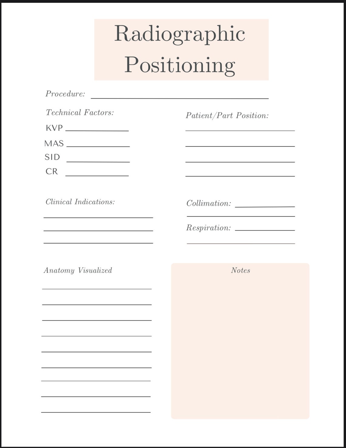 Radiology Clinical Notes Xray Study Tools Etsy