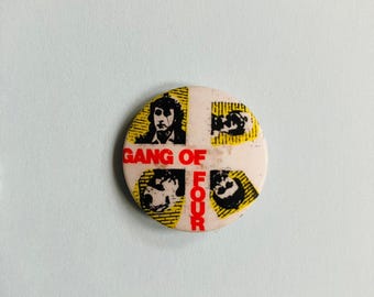 Collectable &#39;Gang Of Four&#39; Pinback Button, Vintage Punk Pin Badge, 1970&#39;s Music Pin Badge