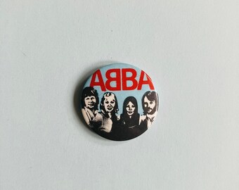 ABBA Pinback Button, Vintage Pop Pin Badge, 1970&#39;s Music Pin Badge