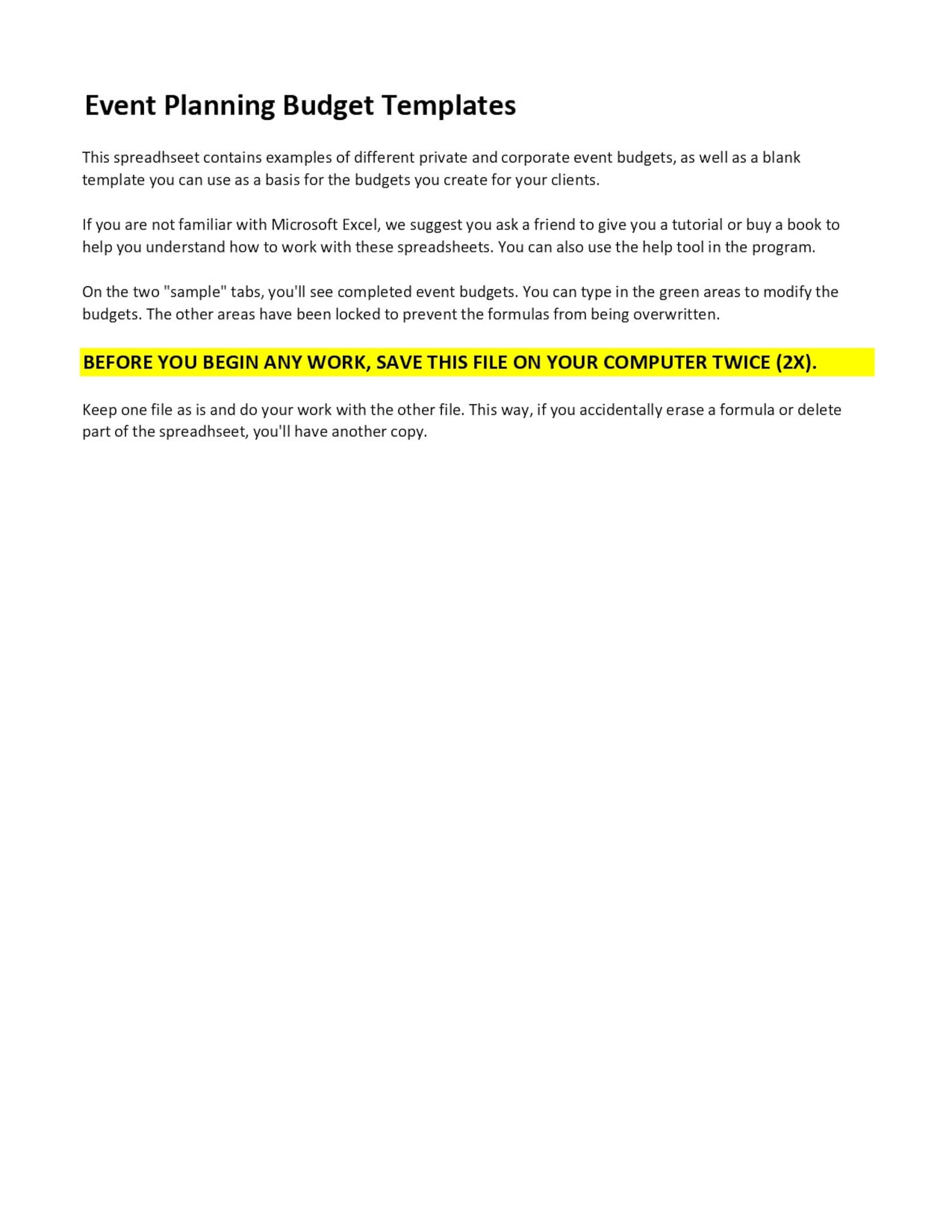Detailed Event Budget Template: Corporate & Private Events (excel ...