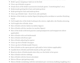 Wedding Photo Checklist & Itinerary Planner (Digital Download)