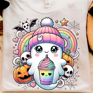 Cute ghost with coffee png, Cute Ghost Png, bougie png, Here for the boos png, bougie ghost png, Mug png, Trending png, sticker png