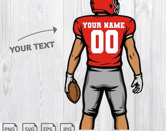 Custom Football Player SVG: Layered Custom Football SVG, Football player svg, Football Shirt Customize Name Number Player