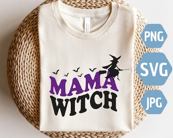 Mama Witch Halloween SVG PNG JPG: Design per maglietta "Mamma spettrale" (download digitale)