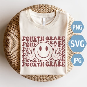 Fourth Grade svg, 4th Grade svg, Teach SVG and PNG, Teacher life svg, Smile face svg, Teacher Curvy Text, Trendy Shirt Svg