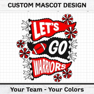 Custom School Mascot PNG: Cheerleader Clipart, Sublimation Design