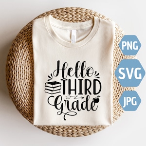 Hallo dritte Klasse svg, Hallo dritte Klasse svg, zurück in die Schule SVG PNG DXF, Lehrer Leben svg, Lehrer Curvy Text