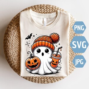 Cute ghost with coffee png, Cute Ghost Png, bougie png, bougie ghost png, here for the boos png, sticker png, floral ghost png, Trending png