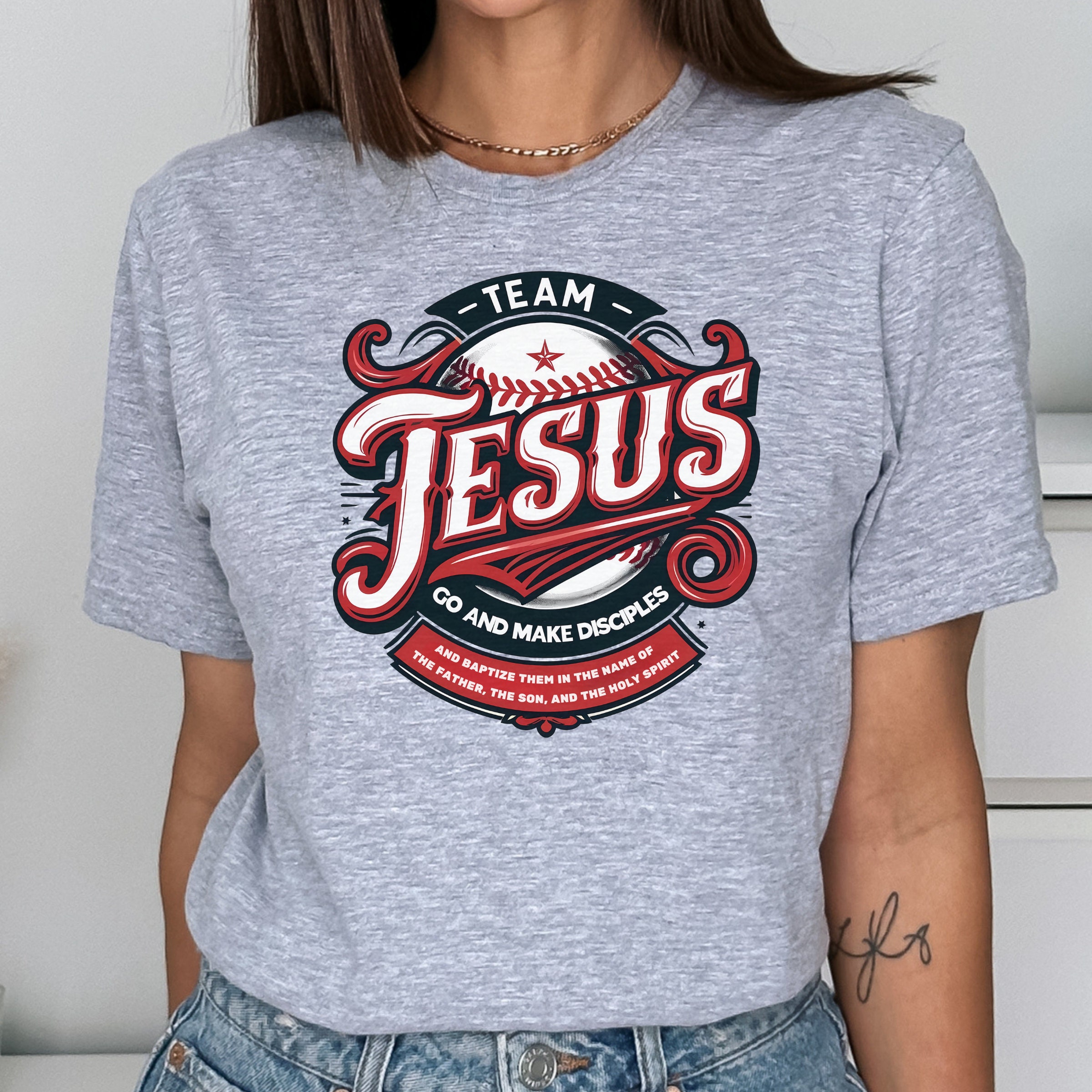 Christian T-shirt Team Jesus Baseball Shirt Religious Gift Christian ...