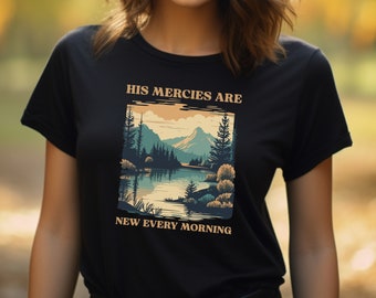 Christian Vintage T-Shirt Bible Verse Shirt Religious Gift Christian Women And Men TShirt Nature Jesus Shirt New Mercies Every Morning