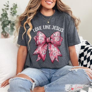 Camisa Coquette de Páscoa, Camisa Love Like Jesus, Camisa XOXO, Camisa Cristã de Páscoa, Cartas de Amor Originais, Camisa Dia dos Namorados, Laço Coquette
