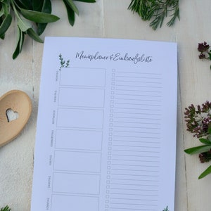 Essensplaner, Menüplan, Einkaufsliste, Notizblock, Wochenplaner, Meal Prep, A4-Block