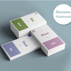 Flashcard tedesche | 320 Flashcard per principianti tedeschi | DOWNLOAD DIGITALE per studenti di tedesco | Aggettivi e sostantivi