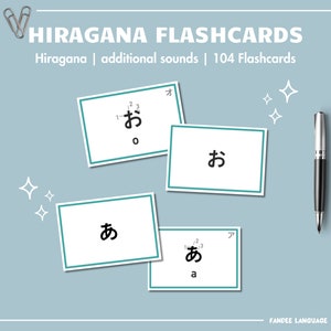 Japanese Hiragana Alphabet 104 Flashcards DIGITAL DOWNLOAD | Study Japanese Language with printable Flashcards Instant Download
