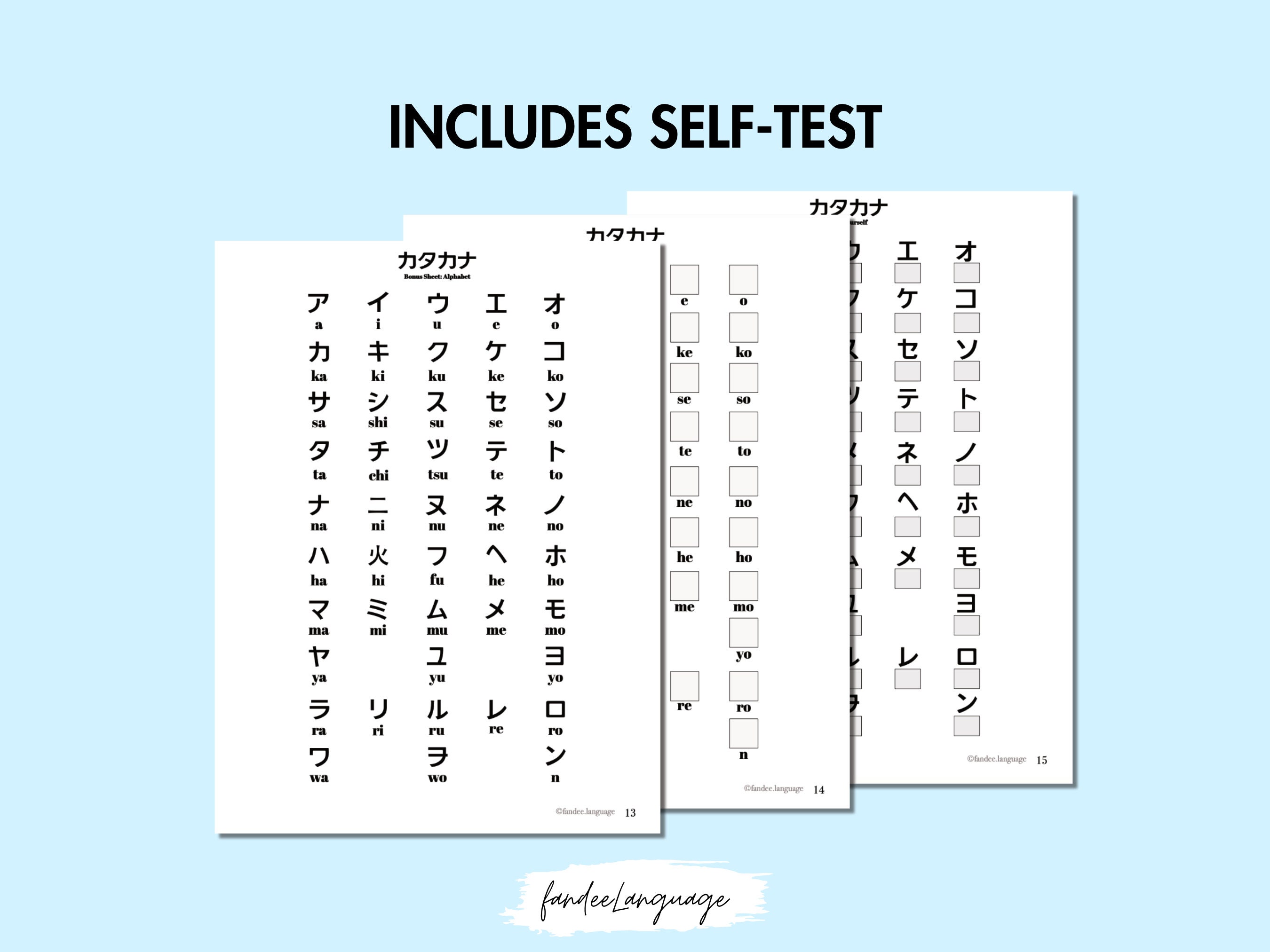Katakana Practice Worksheets Notebook Test Yourself and - Etsy