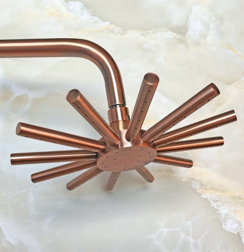 Retro Sun Style Bathroom Shower Head, Round Handcrafted Vintag