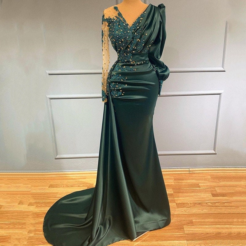 Emerald Green Evening Dress - Etsy