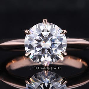 2 Ct E/VVS2 Round Brilliant Cut Lab Grown Diamond Solitaire Engagement Ring, Knife Edge 6 Prong Gold Ring, 14k Yellow Gold CVD Lab Created