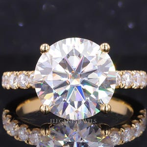 3-5 CT Round Lab Diamond Solitaire Ring: 14K Gold Bridal Engagement Ring