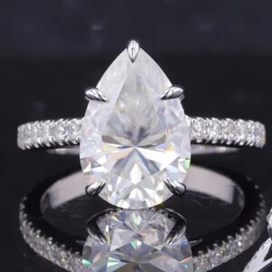Pear Cut Diamond Hidden Halo Engagement Ring, 3.00 Carat IGI CERTIFIED E/VS1 Lab Grown Diamond Ring, 14k Yellow Gold Proposal Ring, Women
